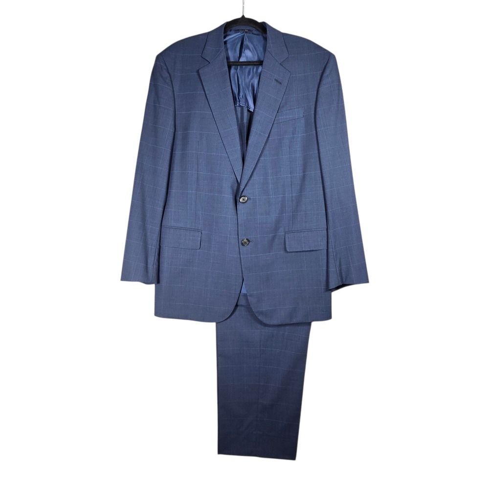 Brooks Brothers Suit Mens 42R W36 Blue Plaid Full Canvas Madison BrooksCool 2pc